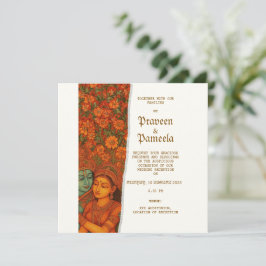 Indian invitation with Radhakrishna Mural painting Spara Datumet