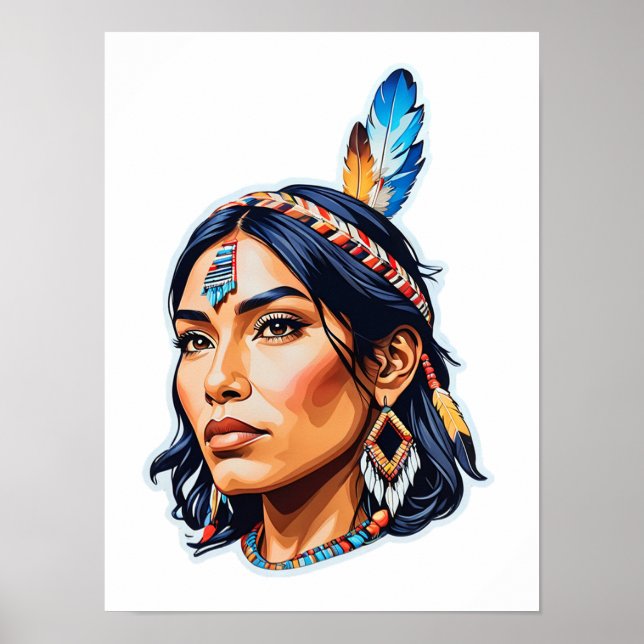 Indian lady från Nordamerika Poster (Framsidan)