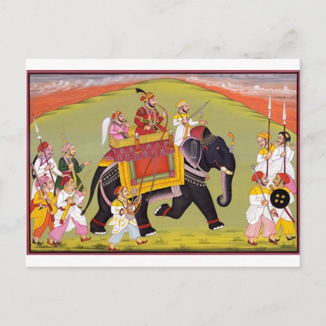 INDIAN MAHARAJA ON ROYAL HUNT RIDING ELEPHANT VYKORT (Framsida)