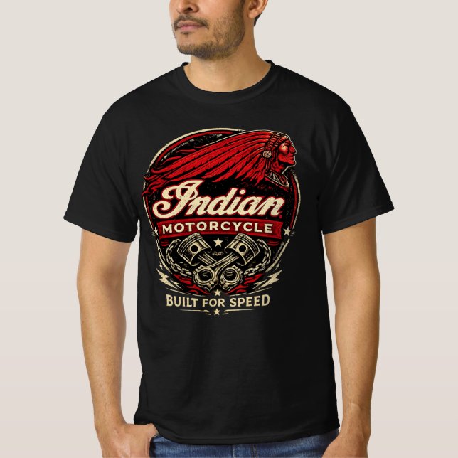 Indian Motorcycle Logotyp Herr Biker T-Shirt (Framsida)