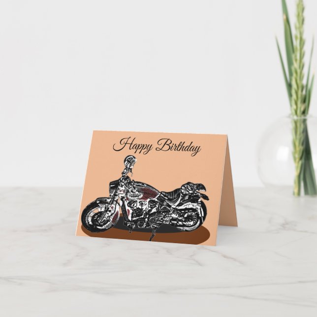 Indian Motorcykel Födelsedag Kort (Framsida)