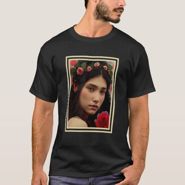 Indian Native American Young Princess and Roses No T Shirt (Framsida)