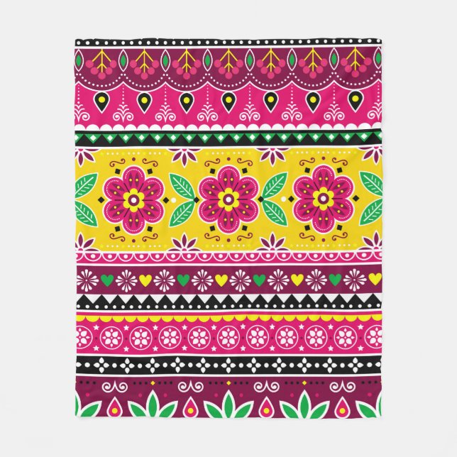 Indian or Pakistani truck art inspired seamless fo Fleecefilt (Framsidan)