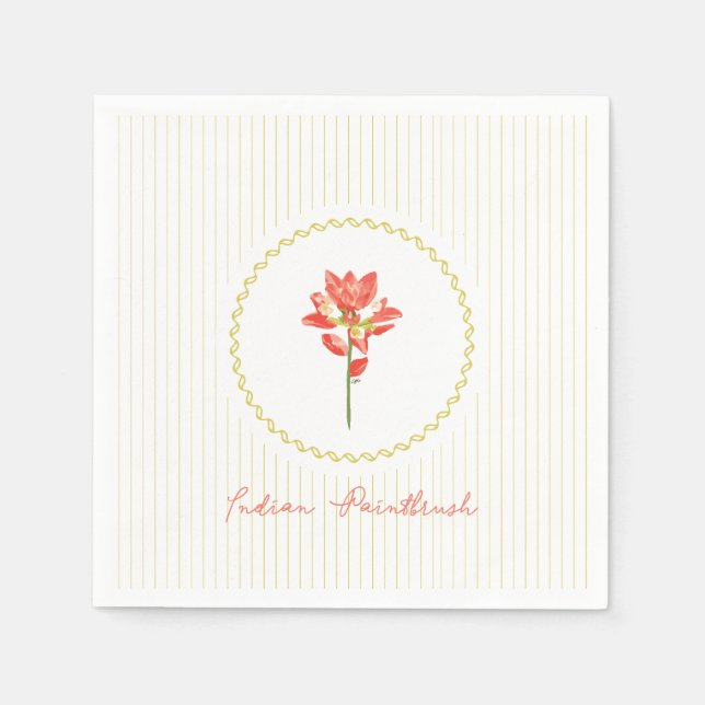 Indian Paintbrush, Texas Vild Flower Pappersservett (Framsidan)