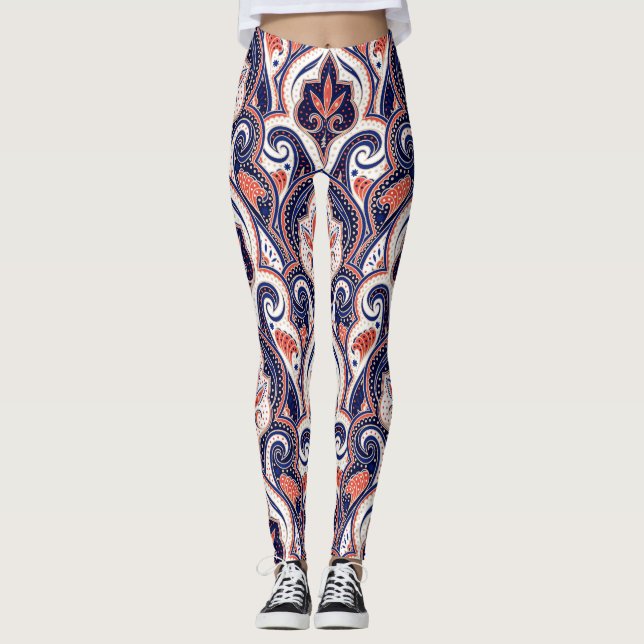 Indian Paisley: Blommigt Medallion Seamless. Leggings (Framsida)