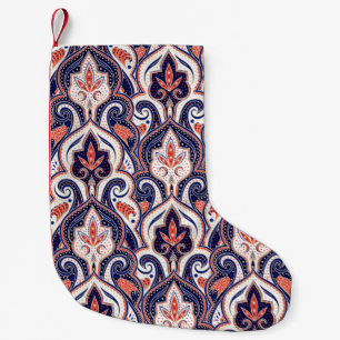 Indian Paisley: Blommigt Medallion Seamless. Liten Julstrumpa