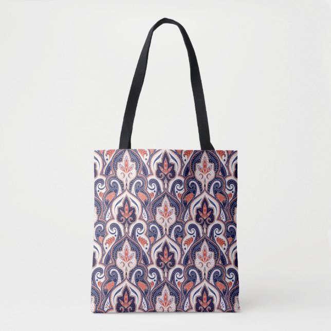 Indian Paisley: Blommigt Medallion Seamless. Tygkasse (Framsida)