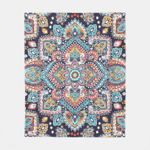 Indian Paisley: Ethnic Mandala Mönster Fleecefilt