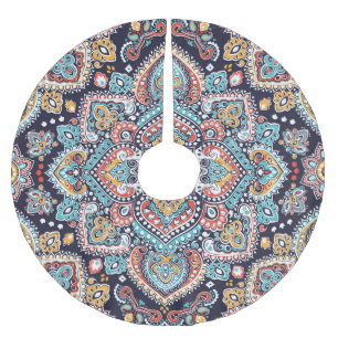 Indian Paisley: Ethnic Mandala Mönster Julgransmatta Borstad Polyester