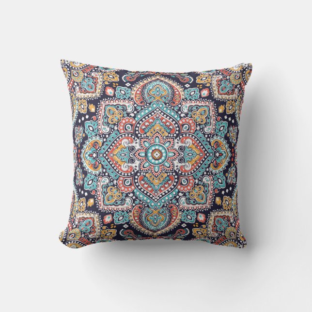 Indian Paisley: Ethnic Mandala Mönster Kudde (Framsida)