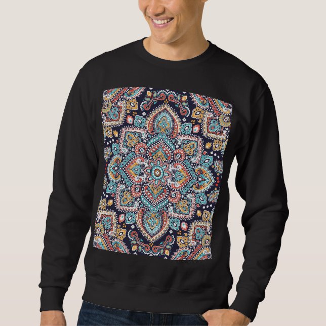 Indian Paisley: Ethnic Mandala Mönster Lång Ärmad Tröja (Framsida)