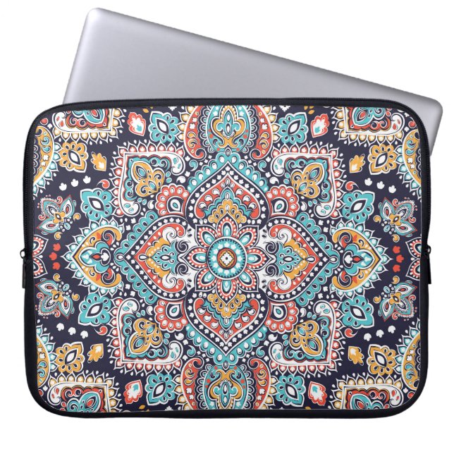 Indian Paisley: Ethnic Mandala Mönster Laptop Fodral (Framsidan)
