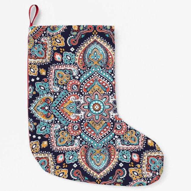 Indian Paisley: Ethnic Mandala Mönster Liten Julstrumpa (Framsidan)