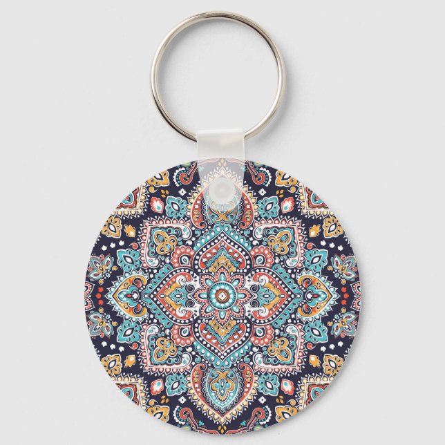 Indian Paisley: Ethnic Mandala Mönster Nyckelring (Framsida)