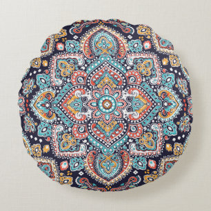 Indian Paisley: Ethnic Mandala Mönster Rund Kudde