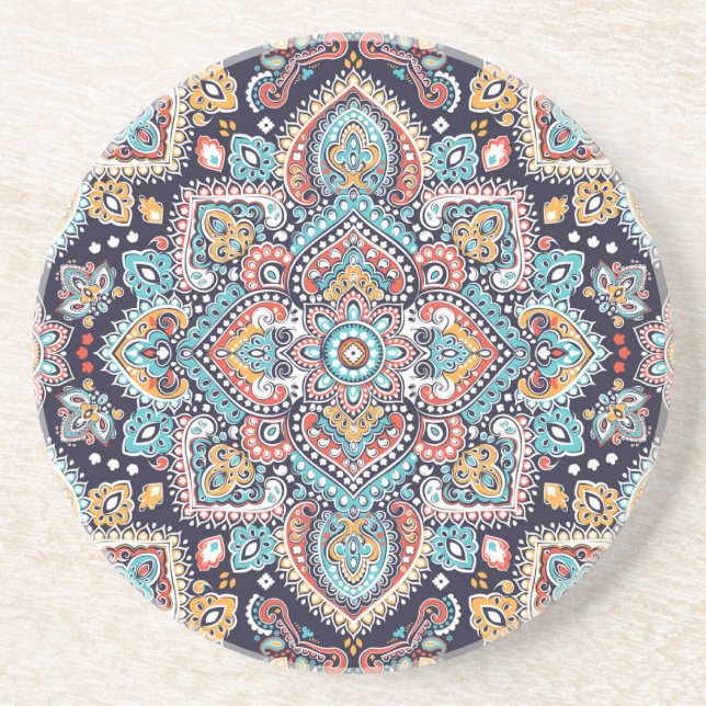 Indian Paisley: Ethnic Mandala Mönster Underlägg (Framsidan)