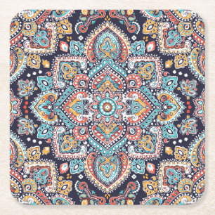 Indian Paisley: Ethnic Mandala Mönster Underlägg Papper Kvadrat