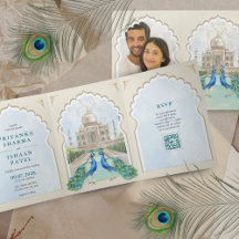 Indian Peacock Taj Mahal Arch QR Bröllop