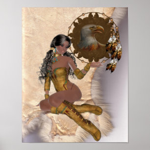 Indian Princess Eagle Mandala Poster
