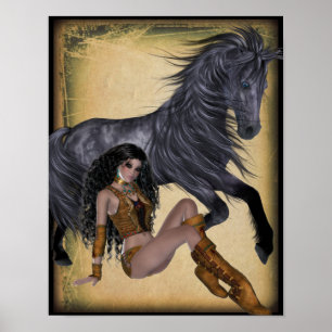 Indian Princess och Horse Poster