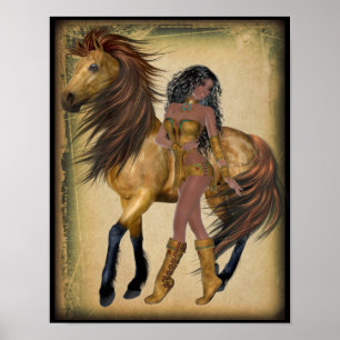 Indian Princess och Horse Poster