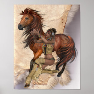 Indian Princess och Horse Poster