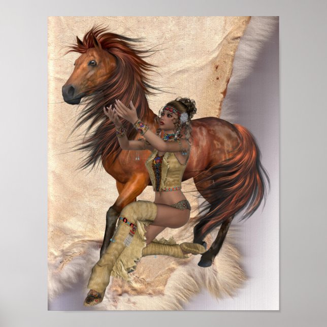Indian Princess och Horse Poster (Framsidan)