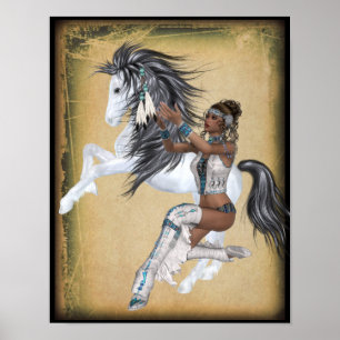Indian Princess och Horse Poster