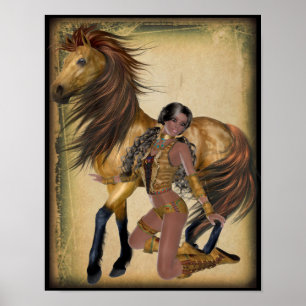 Indian Princess och Horse Poster