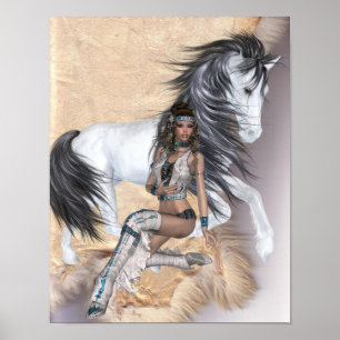 Indian Princess och Horse Poster