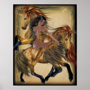 Indian Princess och Horses Poster