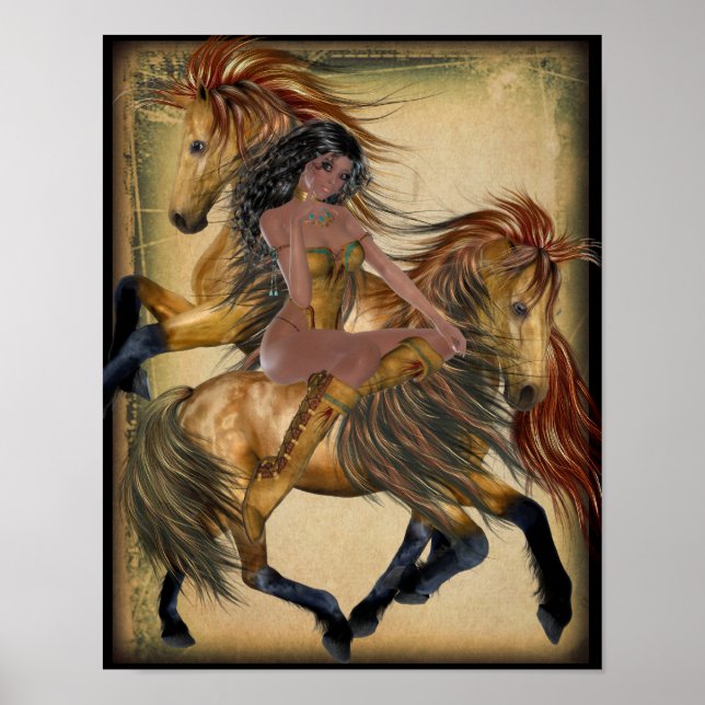 Indian Princess och Horses Poster (Framsidan)
