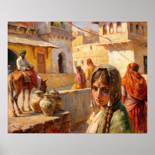 Indian Rajasthan Village Art Poster (Framsidan)