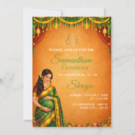 Indian Seemantham Ceremony Invitation Card Inbjudningar