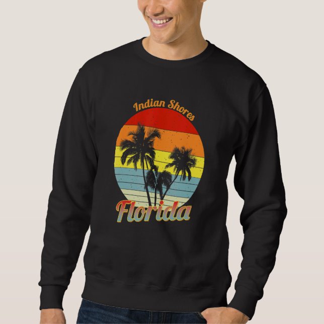 Indian Shores Florida Retro Tropical Handflatan Tr Lång Ärmad Tröja (Framsida)