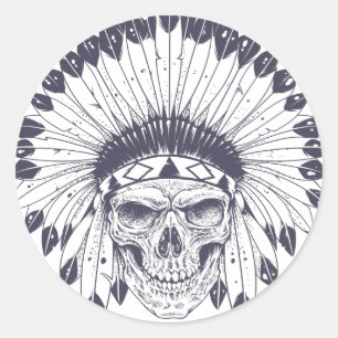 Indian Skull Runt Klistermärke