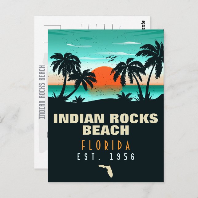 Indian Sten Beach Florida Retro Sunset Souvenirs Vykort (Fram/baksida)
