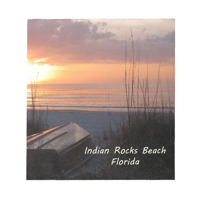 Indian Sten Beach Florida Sunset Beach Boat Anteckningsblock (Framsida)