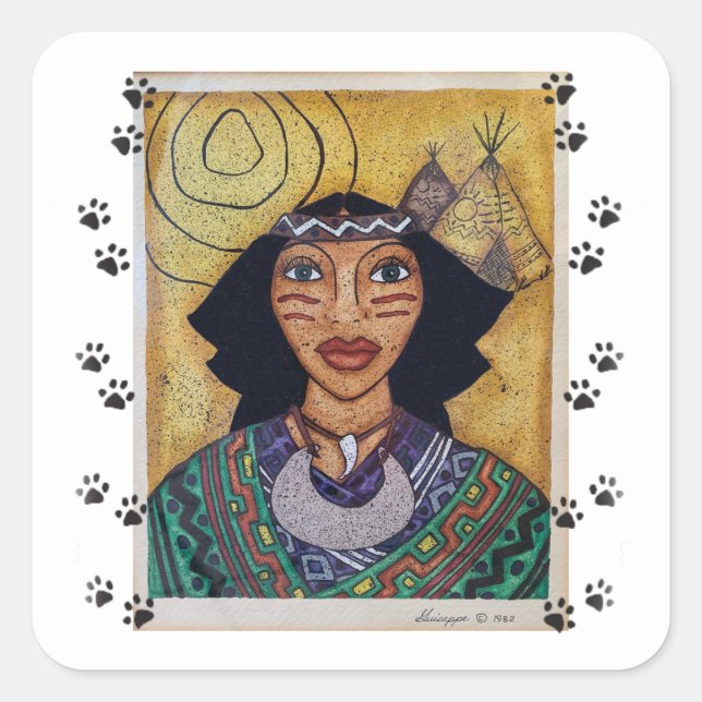 Indian Sticker Fyrkantigt Klistermärke (Framsida)