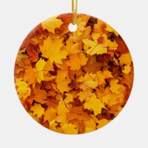 Indian Summer Golden Löv Julgransprydnad Keramik