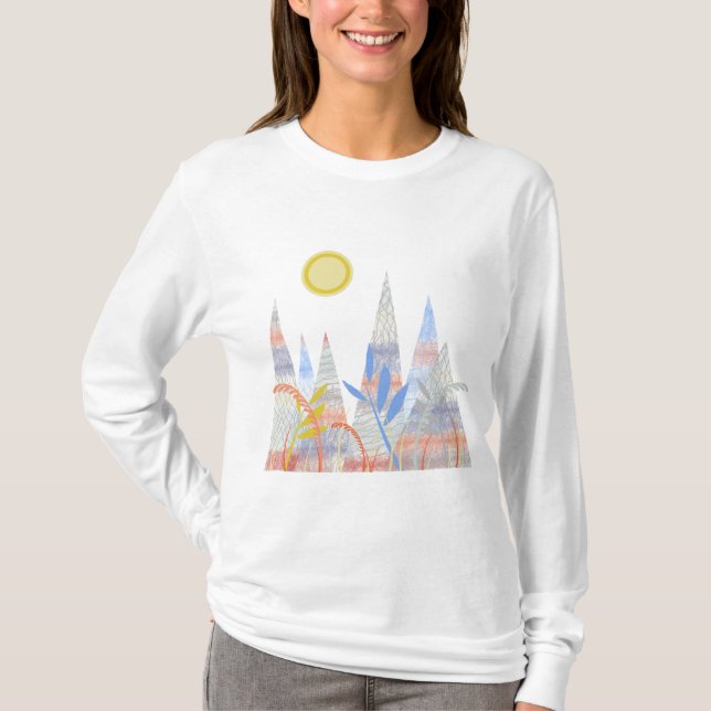 "Indian Summer Mountains" Langarmshirt T Shirt (Framsida)