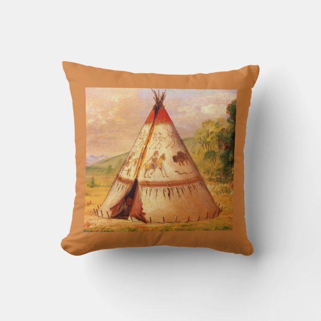 Indian Teepee och Scenery, Catlin Kudde (Framsida)