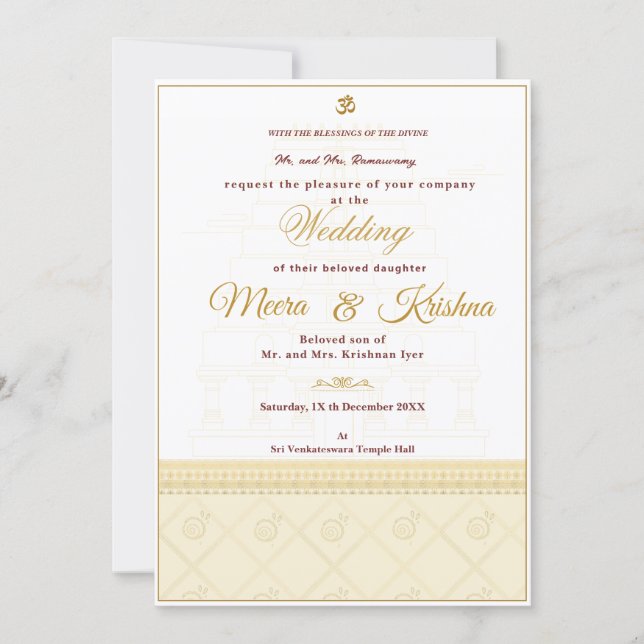  Indian Temple Wedding Invitation  Inbjudningar (Framsida)