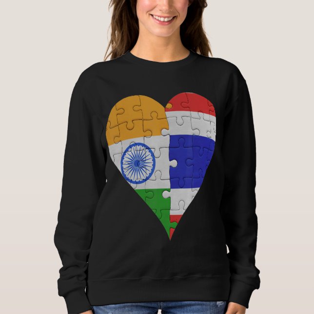 Indian Thai Flagga Heart T Shirt (Framsida)