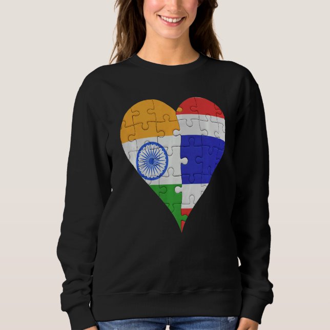 Indian Thai Flagga Heart T Shirt (Framsida)