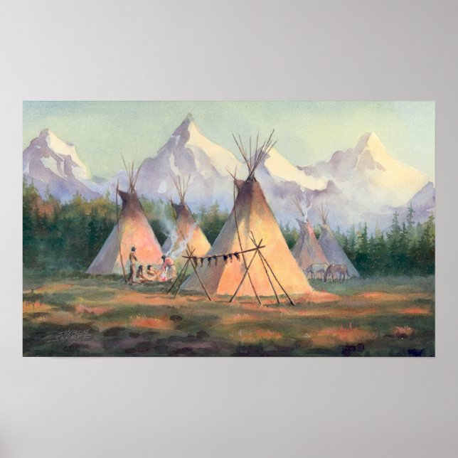 INDIAN TIPI CAMP by SHARON SHARPE Poster (Framsidan)