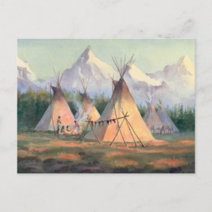 INDIAN TIPI CAMP by SHARON SHARPE Vykort