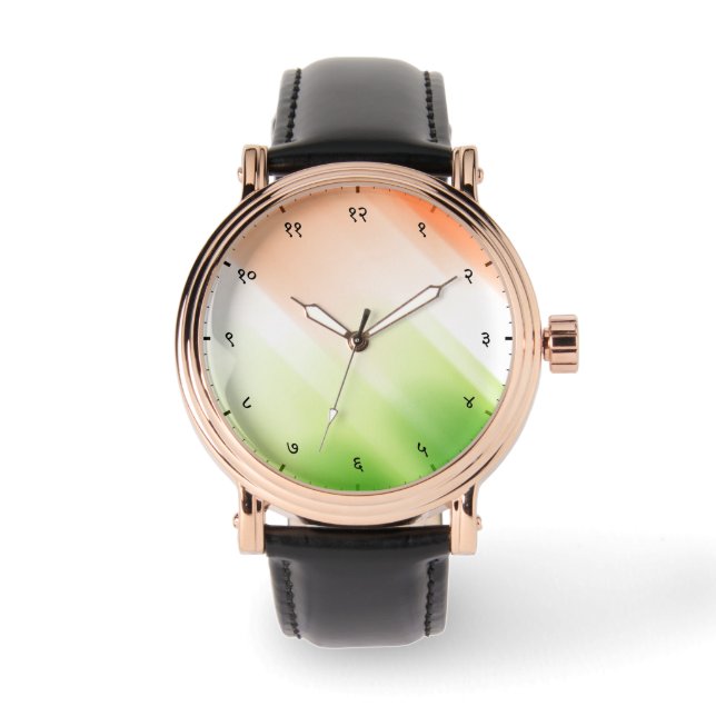 Indian Tricolor Flag with Hindi Sanskrit Numerals Armbandsur (Framsida)