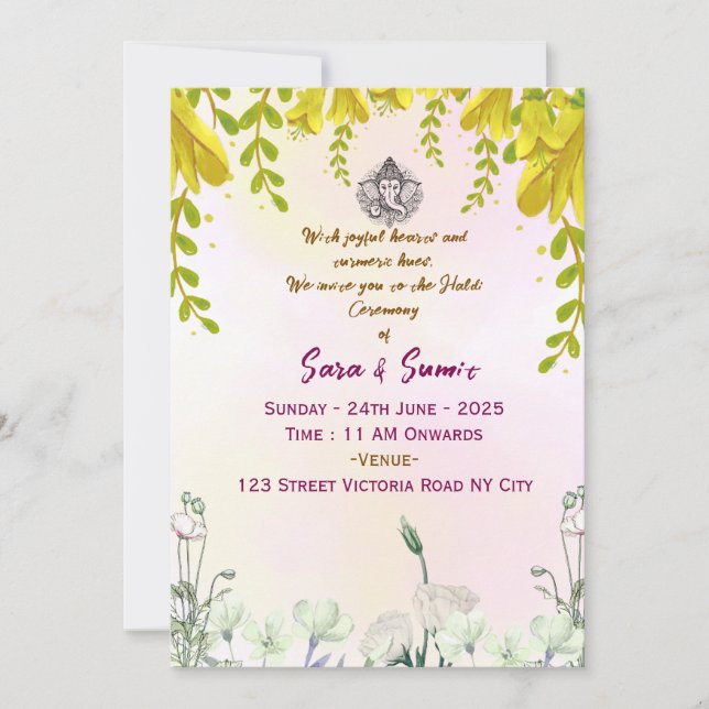 Indian Wedding Haldi Ceremony Invitations  Inbjudningar (Framsida)