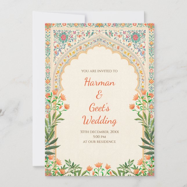 Indian Wedding invitation Hindu Wedding card Inbjudningar (Framsida)